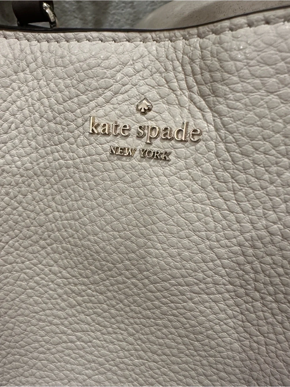 kate spade Two-Tone Pebbled Leather Satchel in Cream and Mauve Brown